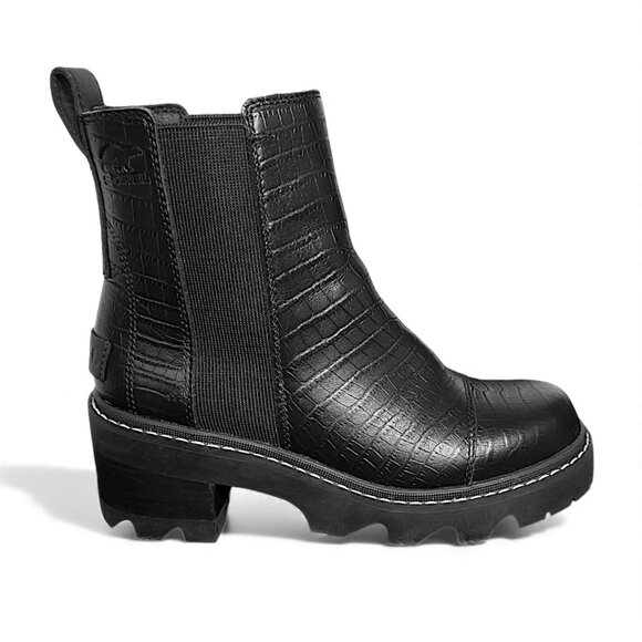 Sorel Joan Now Chelsea Boots in Black Tawny Buff Croc (Size 7) - Picture 11 of 16